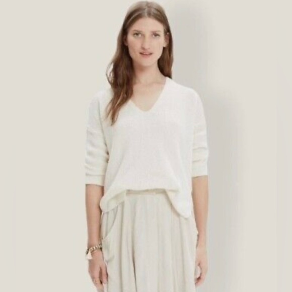MADEWELL Oceanside Sweater Ivory Cream Pullover Knit VNeck J.Crew Casual Work - Picture 1 of 9
